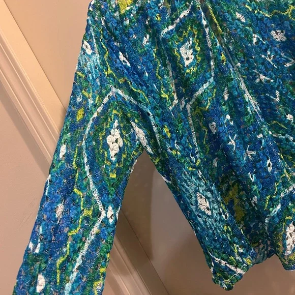 Ruby Rd. Blue and Green Lace Top - Picture 3 of 5